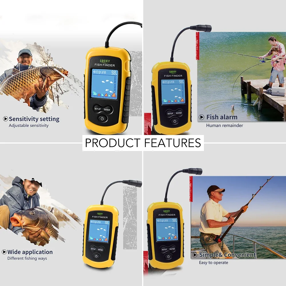 Lucky LCD Color Screen Portabl – обзор и цена Fish Finder Transducer