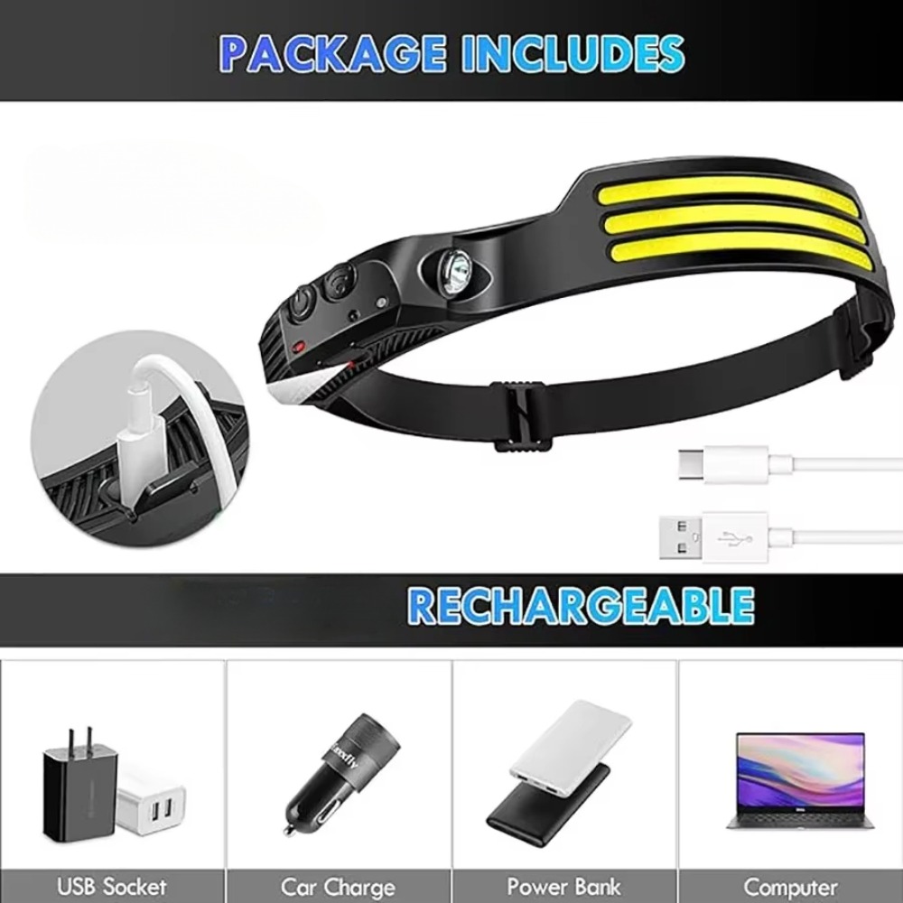COB LED Induction Headlamp USB – обзор и цена Fish Finder Battery