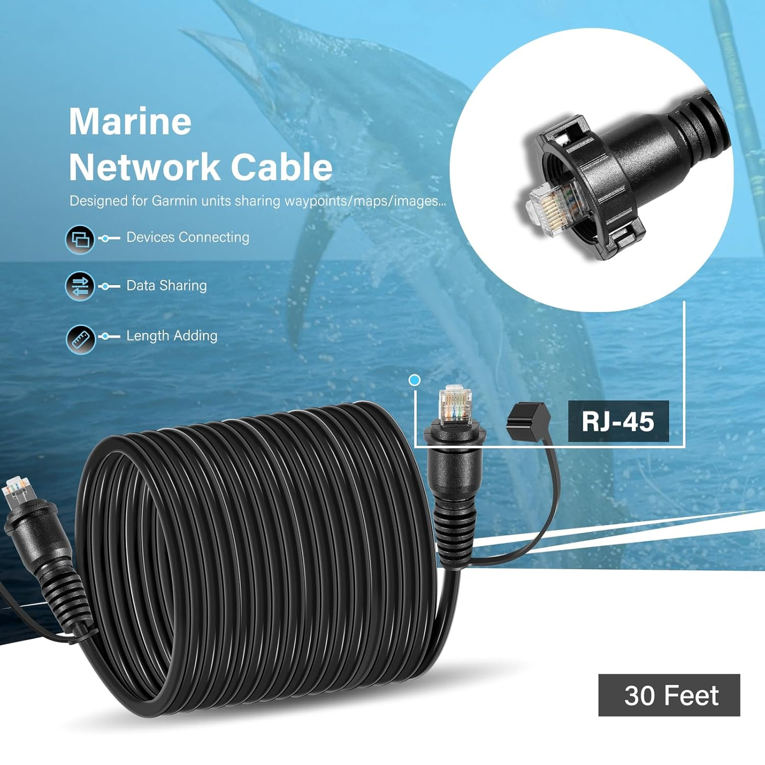 30 Foot Marine Network Cable f – обзор и цена Fish Finder